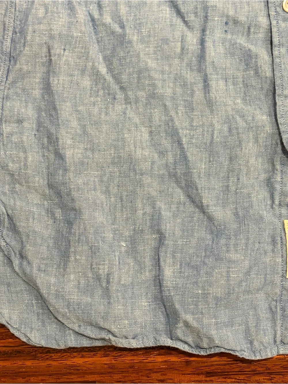 J.Crew Ludlow Baird McNutt Linen long sleeve Button Down - Medium Blue coastal